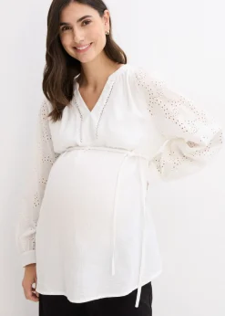 bonprix bonprix Premamá>Blusa premamá de muselina de algodón Blanco lana