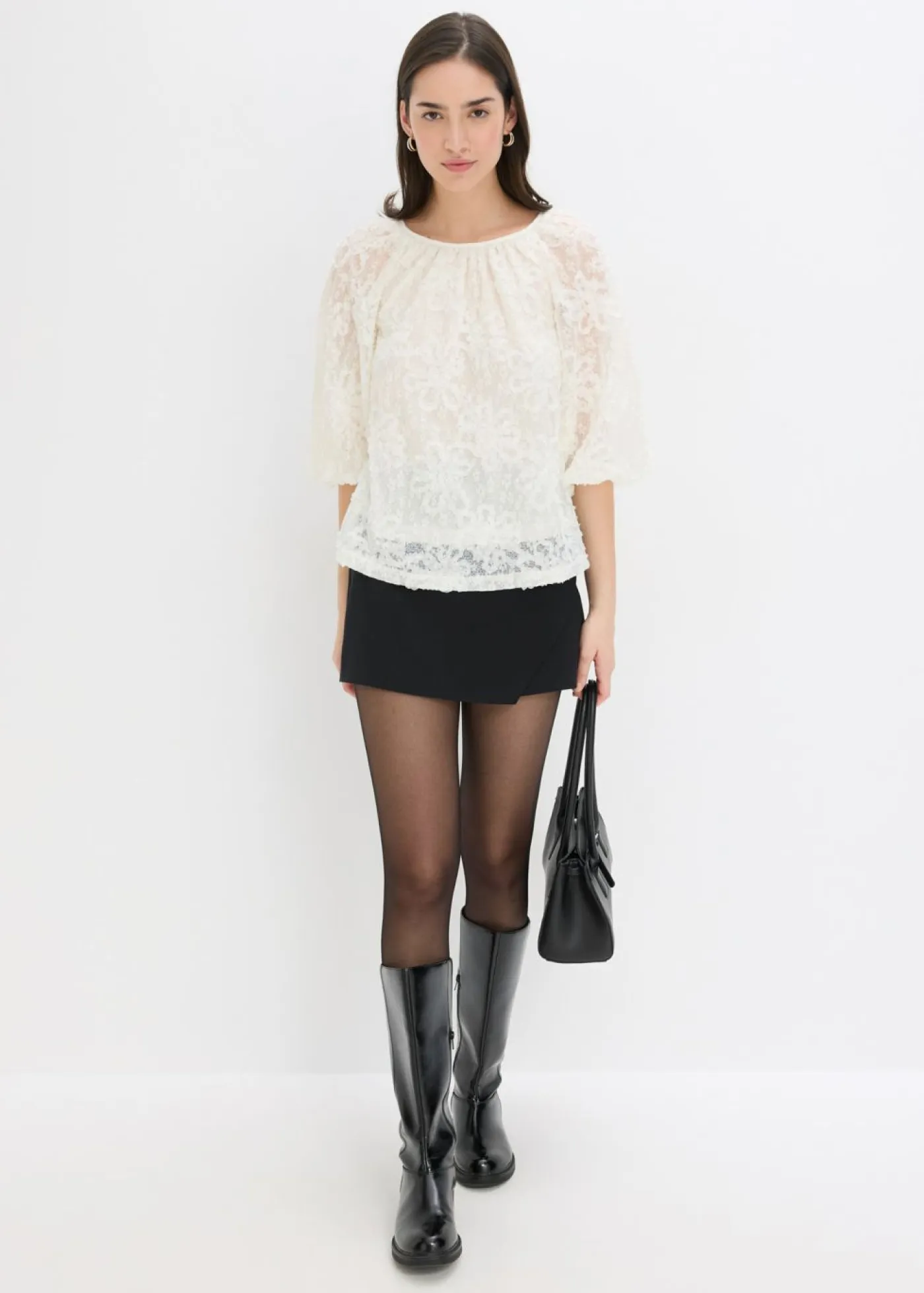 Mujer bonprix bonprix Blusa sin cierre con estampado floral texturizado