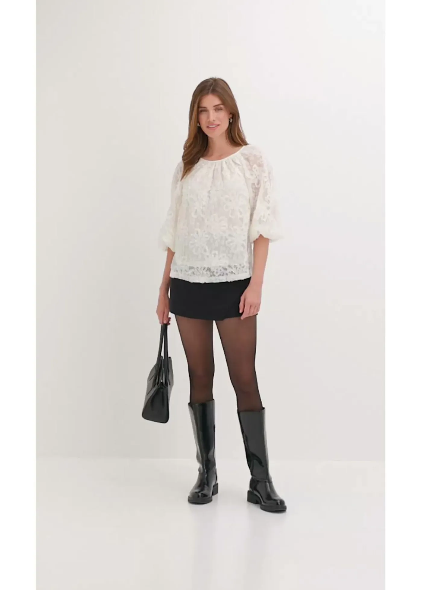 Mujer bonprix bonprix Blusa sin cierre con estampado floral texturizado