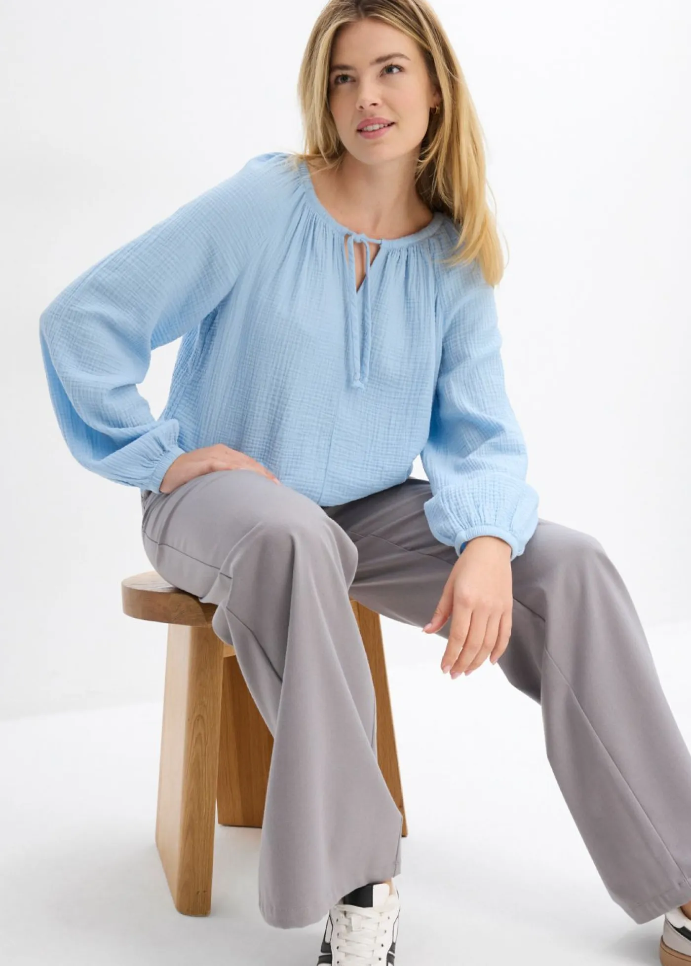 Mujer bonprix bonprix Blusa sin cierre de muselina ligera