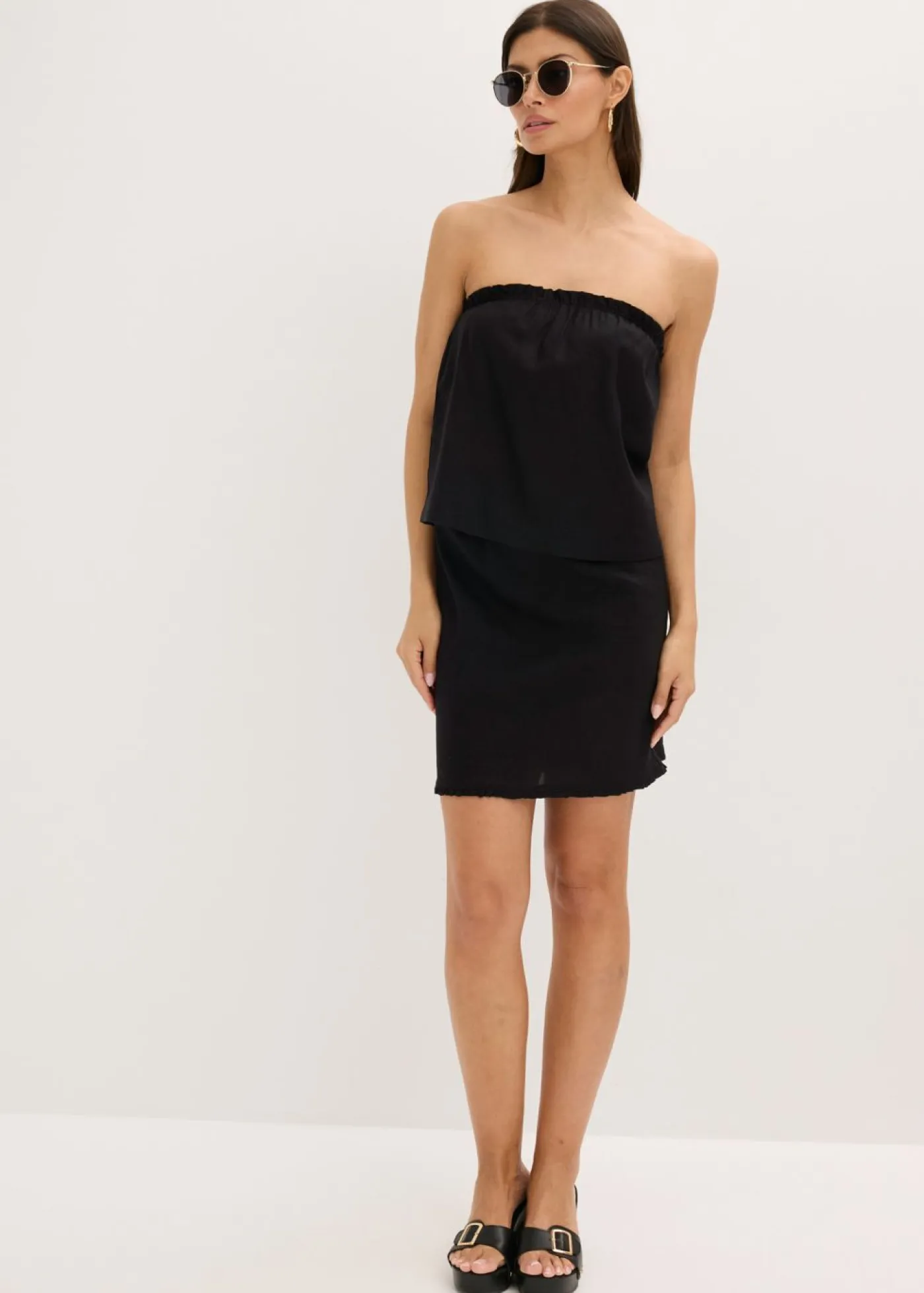 bonprix bonprix Camisas Y Blusas|Camisetas>Blusa sin mangas con contenido de lino Negro