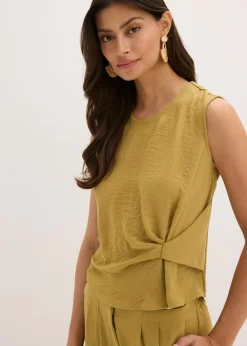 bonprix bonprix Camisas Y Blusas|Camisetas>Blusa sin mangas con nudos verde oliva mate