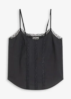 Mujer bonprix bonprix Blusa sin mangas de algodón puro con bordado calado