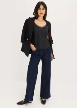 Mujer bonprix bonprix Blusa sin mangas de algodón puro con bordado calado