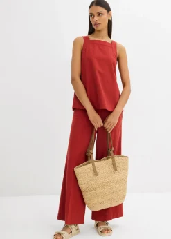 Mujer bonprix bonprix Blusa sin mangas de mezcla de viscosa con detalle de lazo en la parte trasera