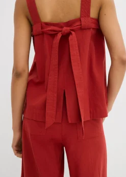 Mujer bonprix bonprix Blusa sin mangas de mezcla de viscosa con detalle de lazo en la parte trasera