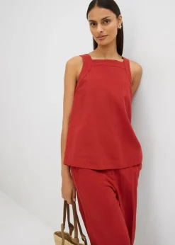 Mujer bonprix bonprix Blusa sin mangas de mezcla de viscosa con detalle de lazo en la parte trasera