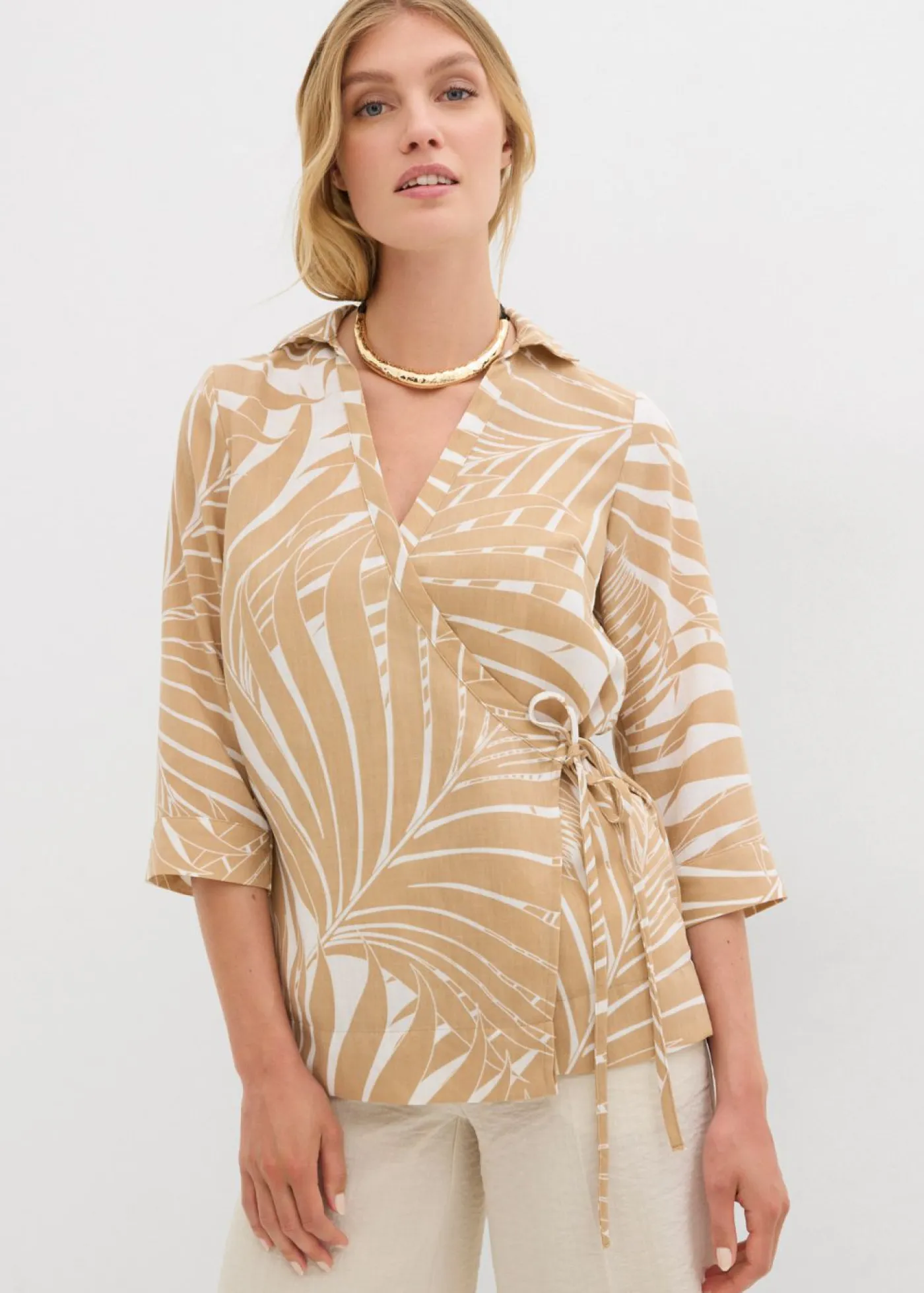 Mujer bonprix bonprix Blusa tipo kimono con aspecto de lino
