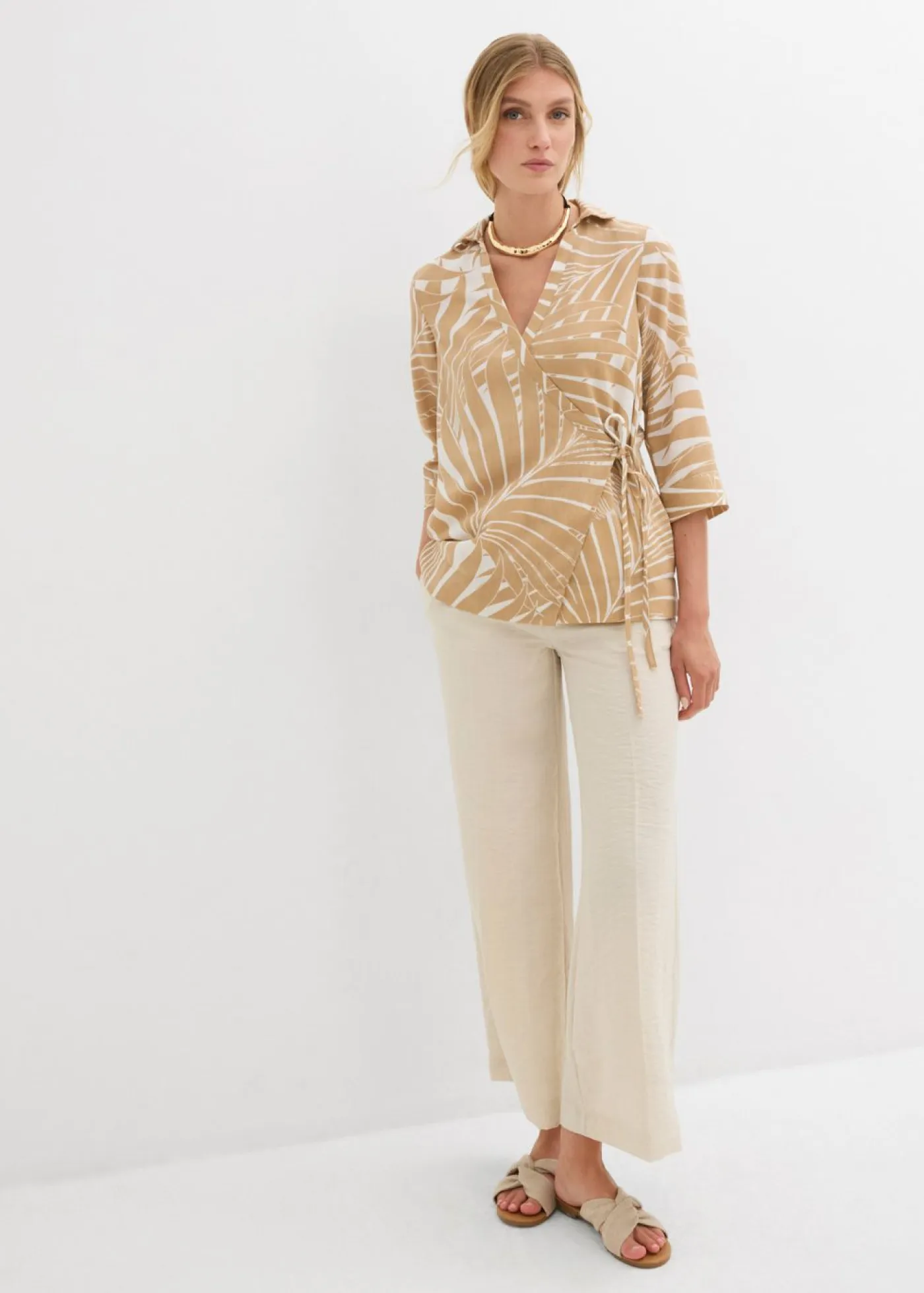 Mujer bonprix bonprix Blusa tipo kimono con aspecto de lino