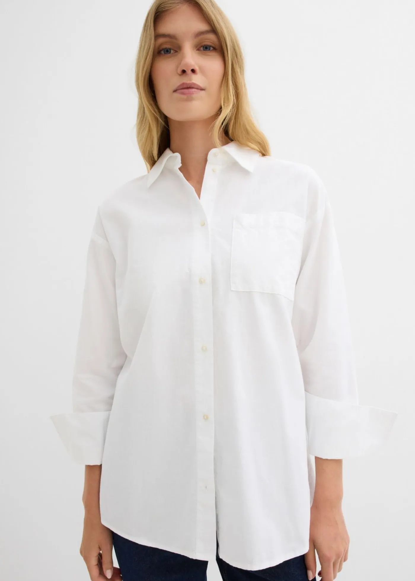Mujer bonprix bonprix Blusa tipo Oxford de algodón orgánico