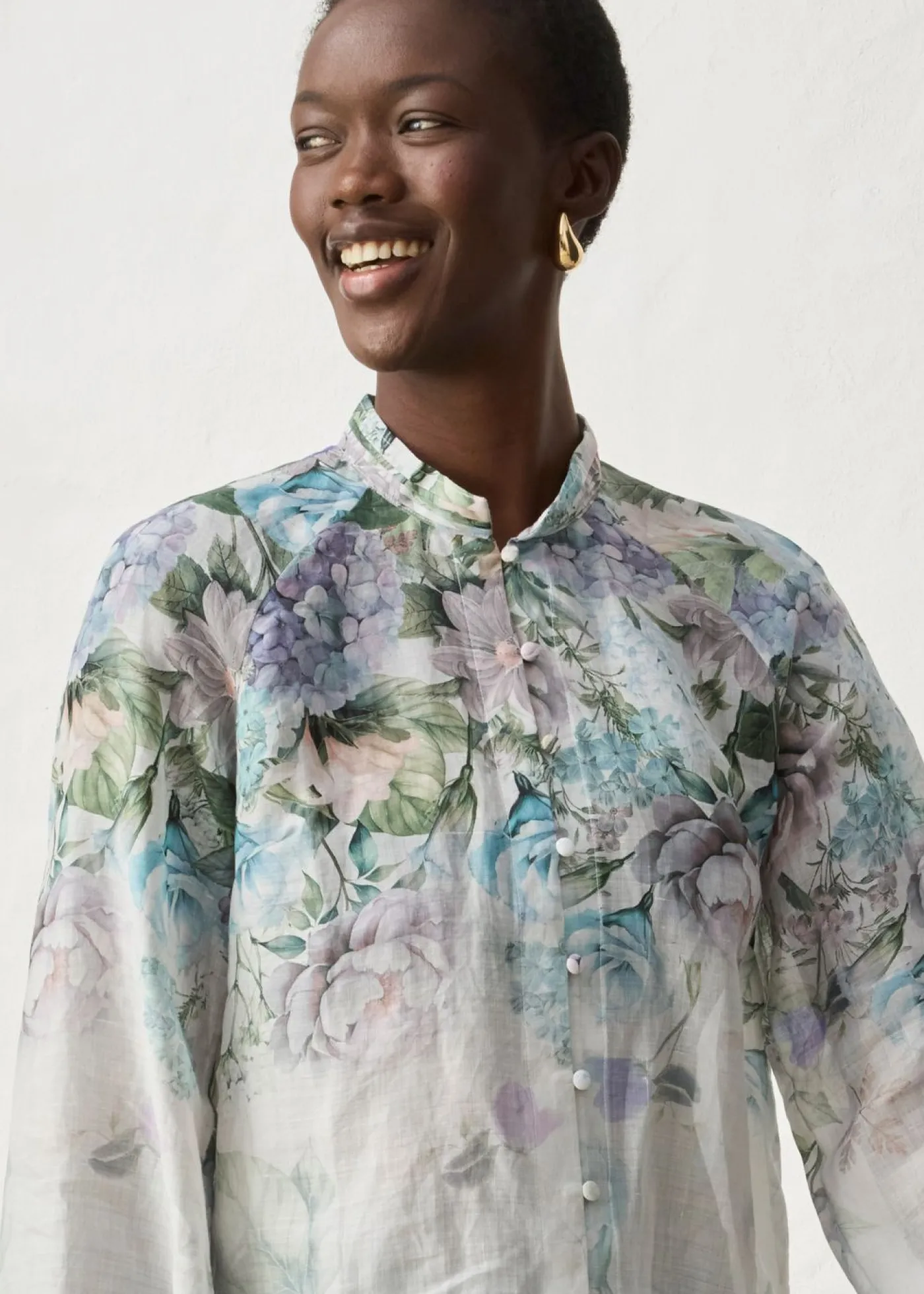 bonprix bonprix Premium|Camisas Y Blusas>Blusa tipo túnica Lila empolvado de flores