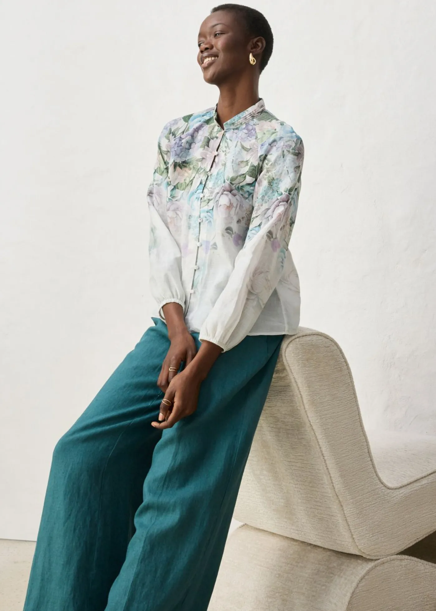 bonprix bonprix Premium|Camisas Y Blusas>Blusa tipo túnica Lila empolvado de flores