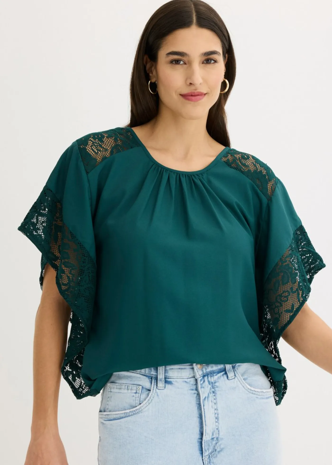bonprix bonprix Camisas Y Blusas>Blusa tipo túnica con aplicaciones Verde intenso