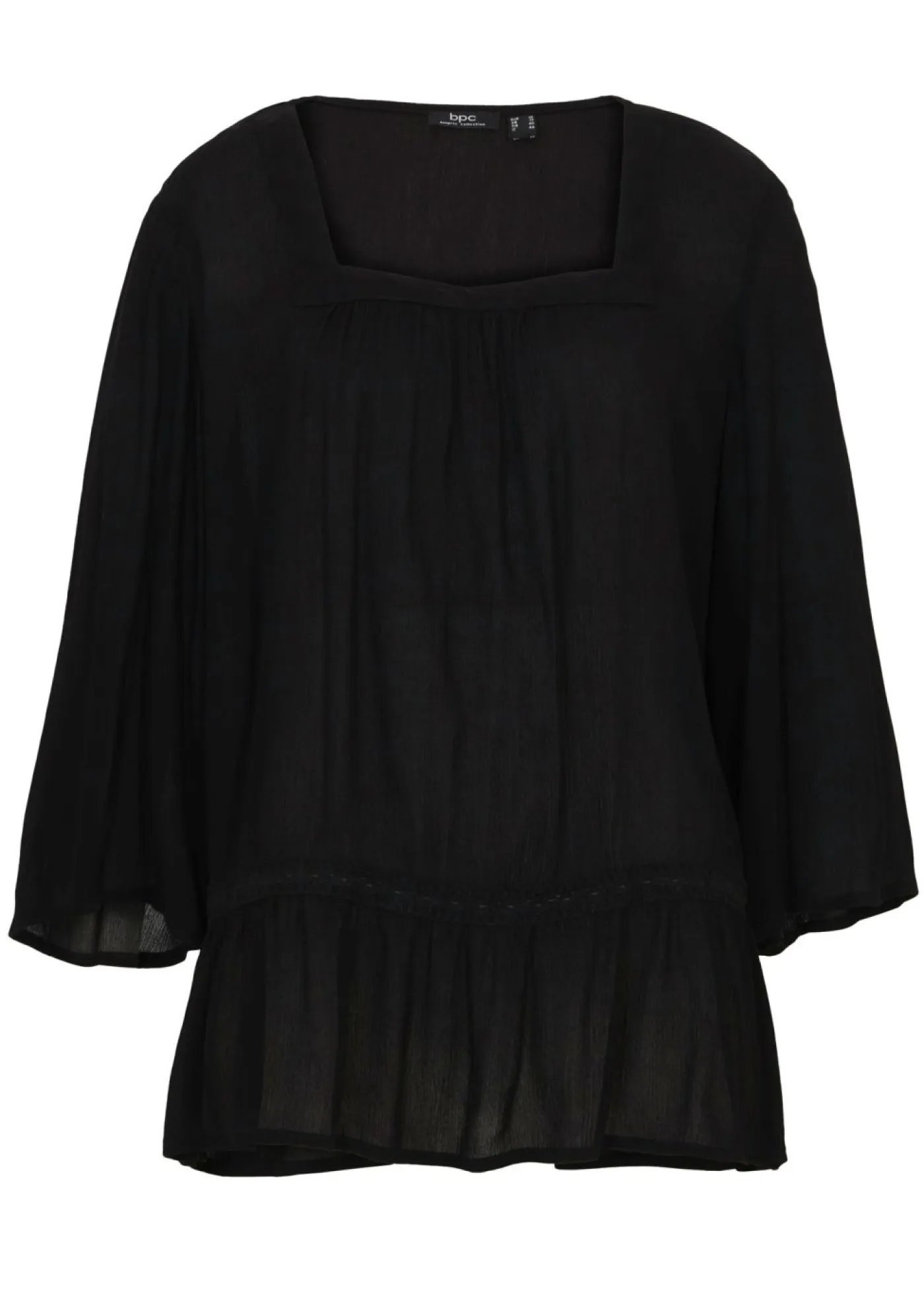 bonprix bonprix Camisas Y Blusas>Blusa tipo túnica con escote cuadrado Negro