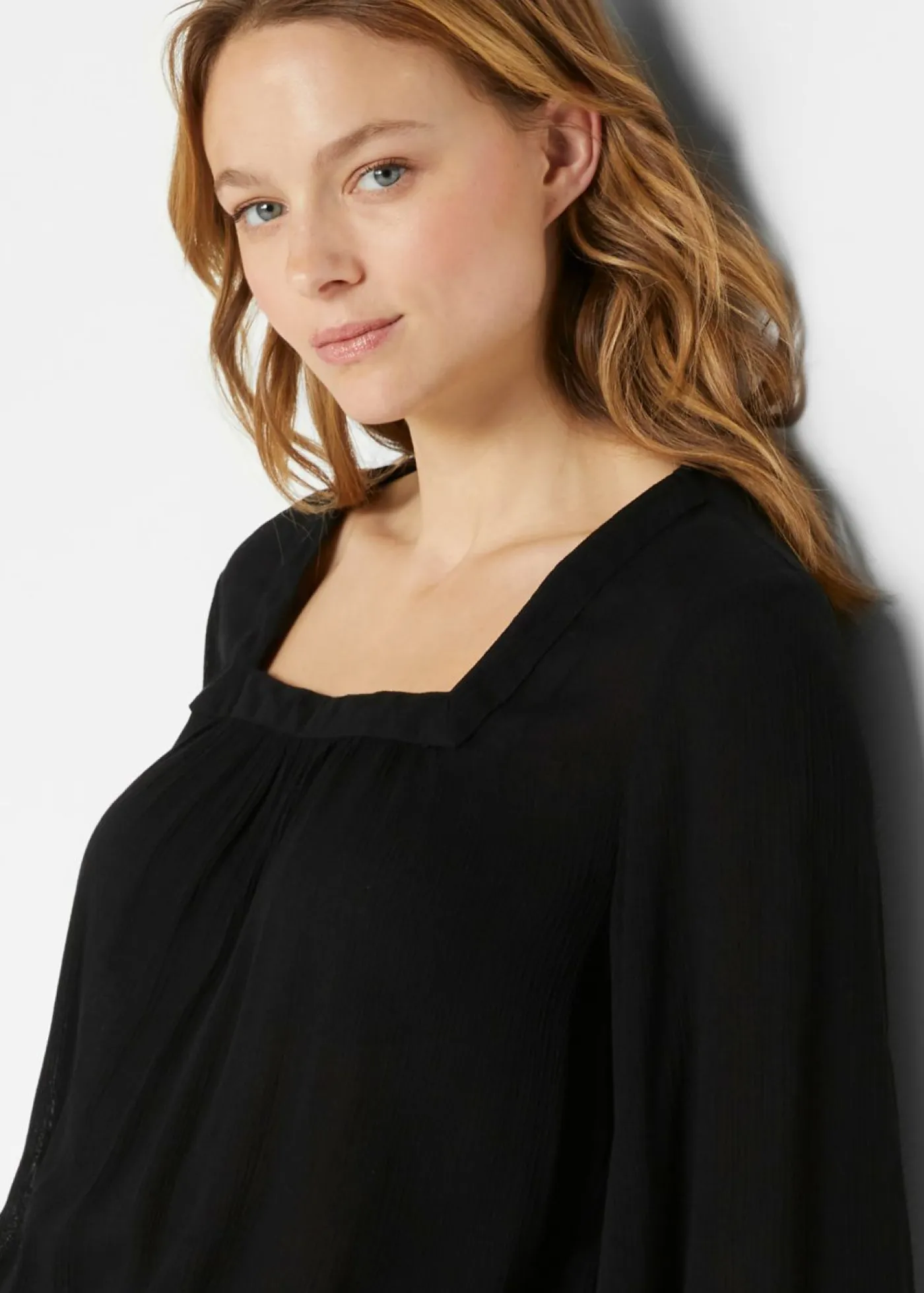 bonprix bonprix Camisas Y Blusas>Blusa tipo túnica con escote cuadrado Negro