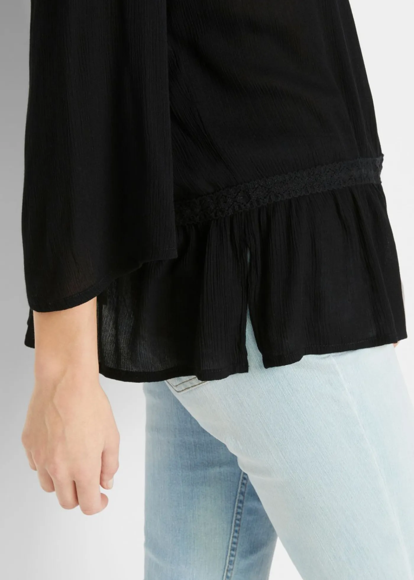 bonprix bonprix Camisas Y Blusas>Blusa tipo túnica con escote cuadrado Negro