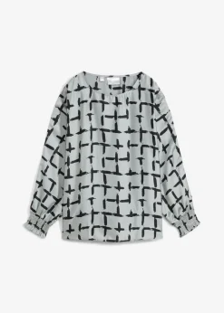 bonprix bonprix Camisas Y Blusas>Blusa tipo túnica con mangas de murciélago gris plata-negro