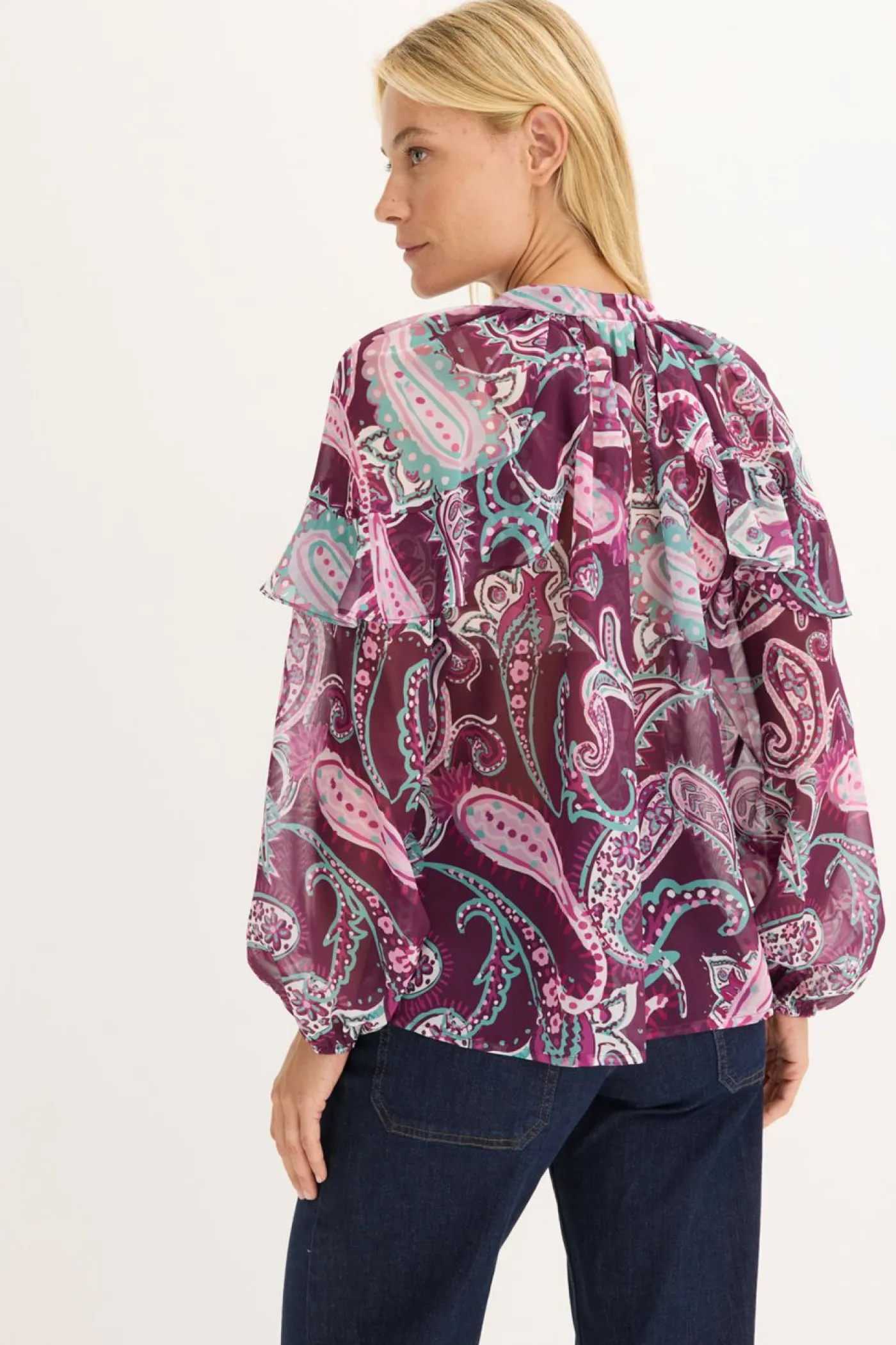 Mujer bonprix bonprix Blusa tipo túnica con volantes