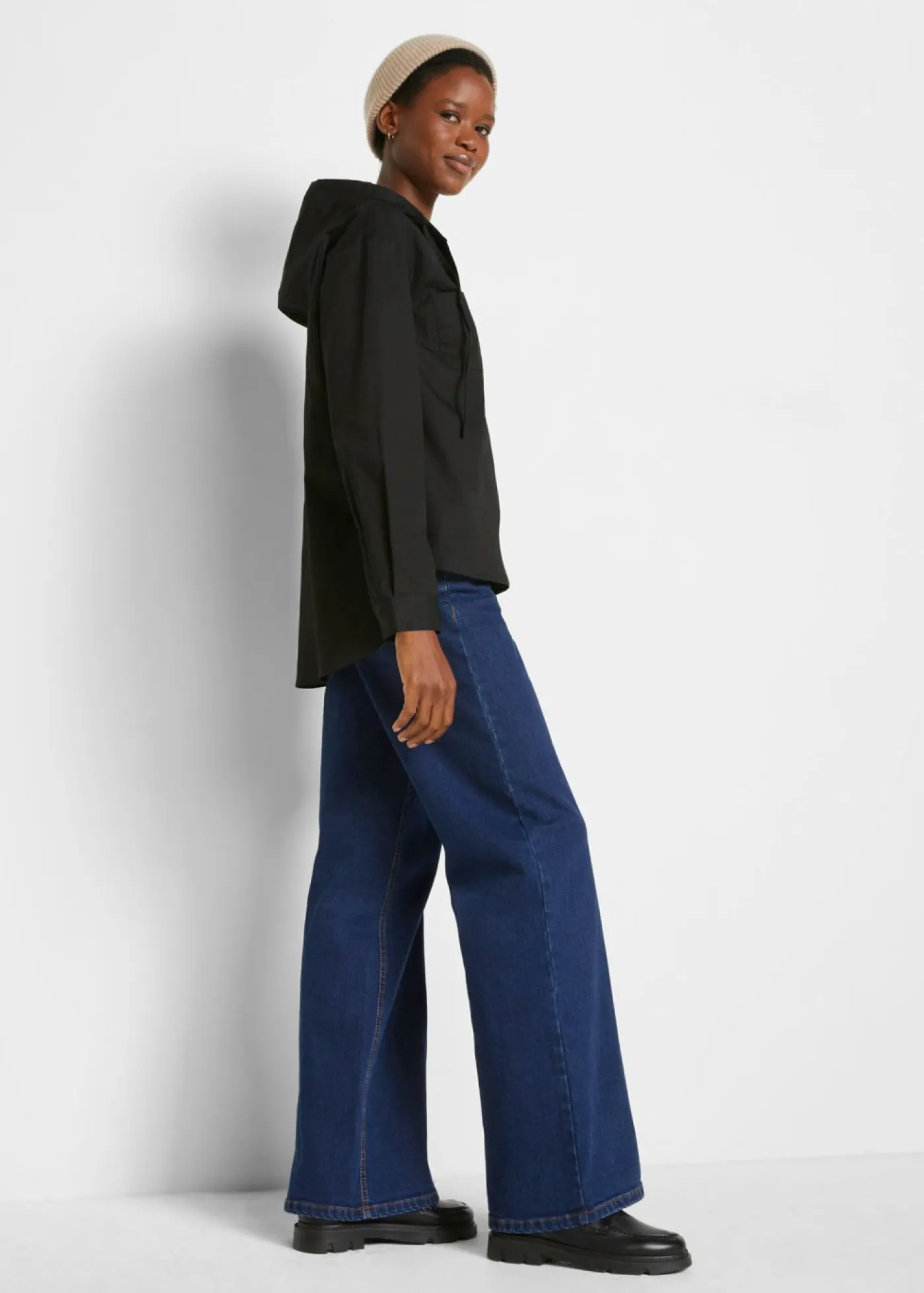 bonprix bonprix Camisas Y Blusas>Blusa tipo túnica de algodón orgánico puro Negro