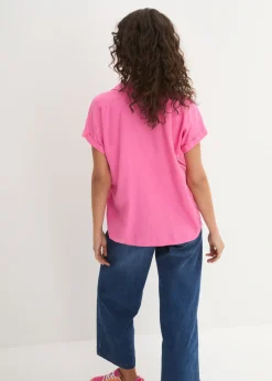 Mujer bonprix bonprix Blusa tipo túnica de mezcla de lino vaporosa