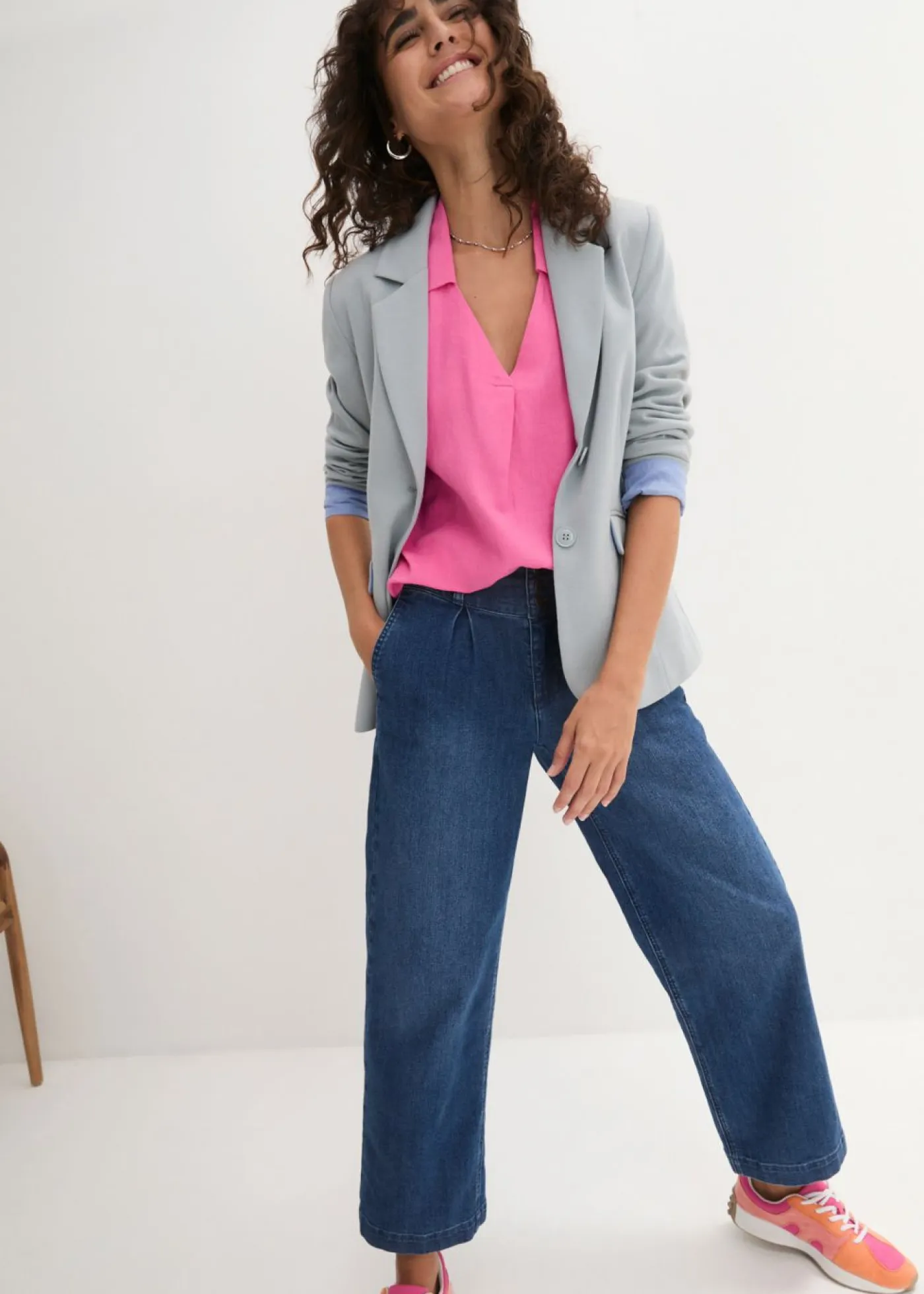 Mujer bonprix bonprix Blusa tipo túnica de mezcla de lino vaporosa