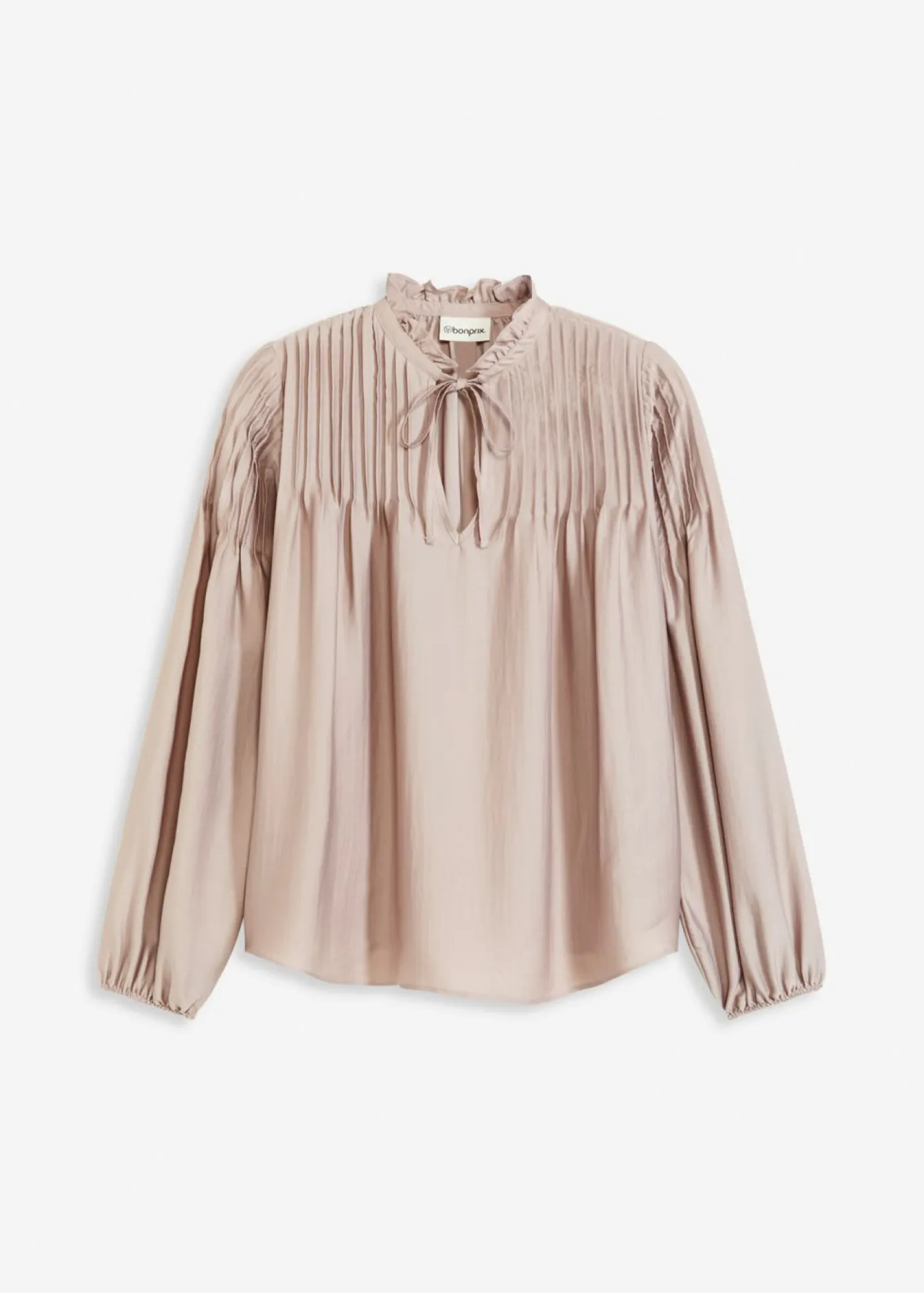 bonprix bonprix Camisas Y Blusas>Blusa tipo túnica de satén brillante con ribetes Piedra