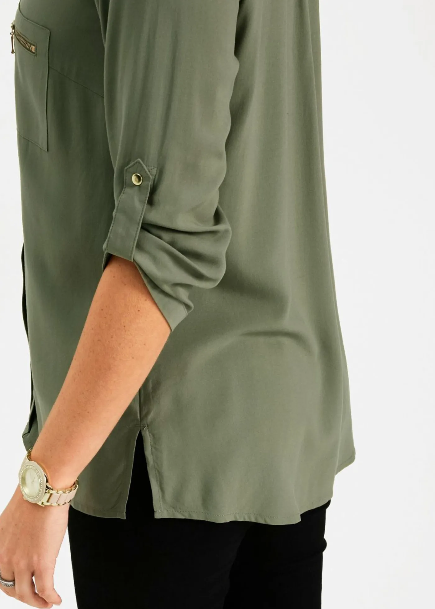 bonprix bonprix Camisas Y Blusas>Blusa tipo túnica de viscosa fluida Verde oliva