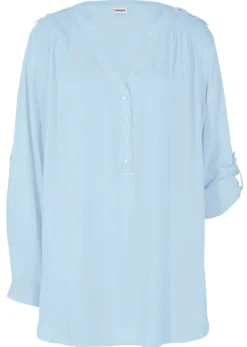 bonprix bonprix Camisas Y Blusas>Blusa tipo túnica de viscosa suave Azul claro