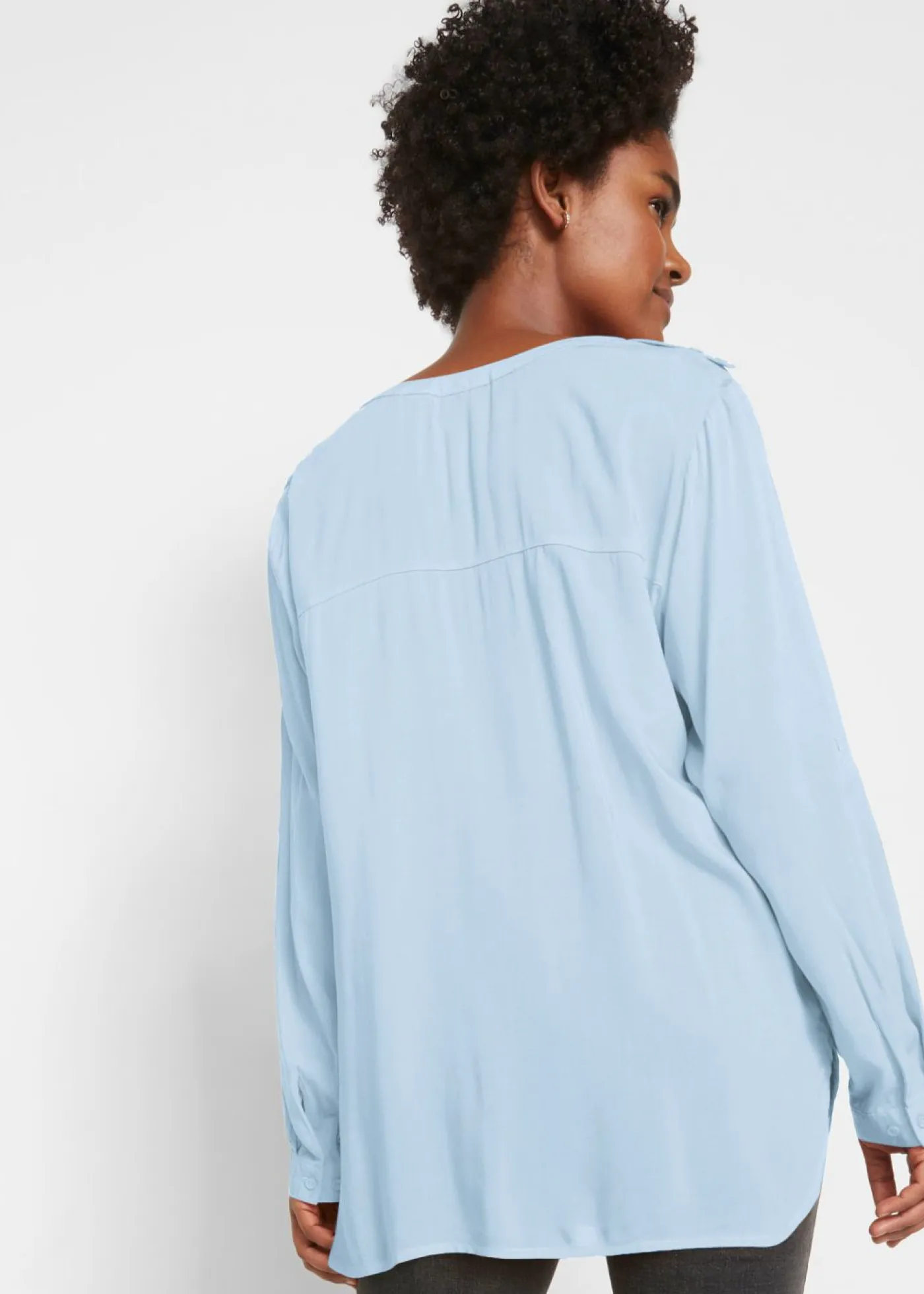 bonprix bonprix Camisas Y Blusas>Blusa tipo túnica de viscosa suave Azul claro