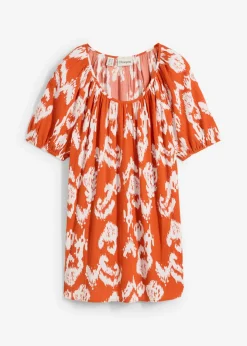 bonprix bonprix Conjuntos De Ropa|Camisas Y Blusas>Blusa tipo túnica de viscosa arrugada cayena-blanco lana