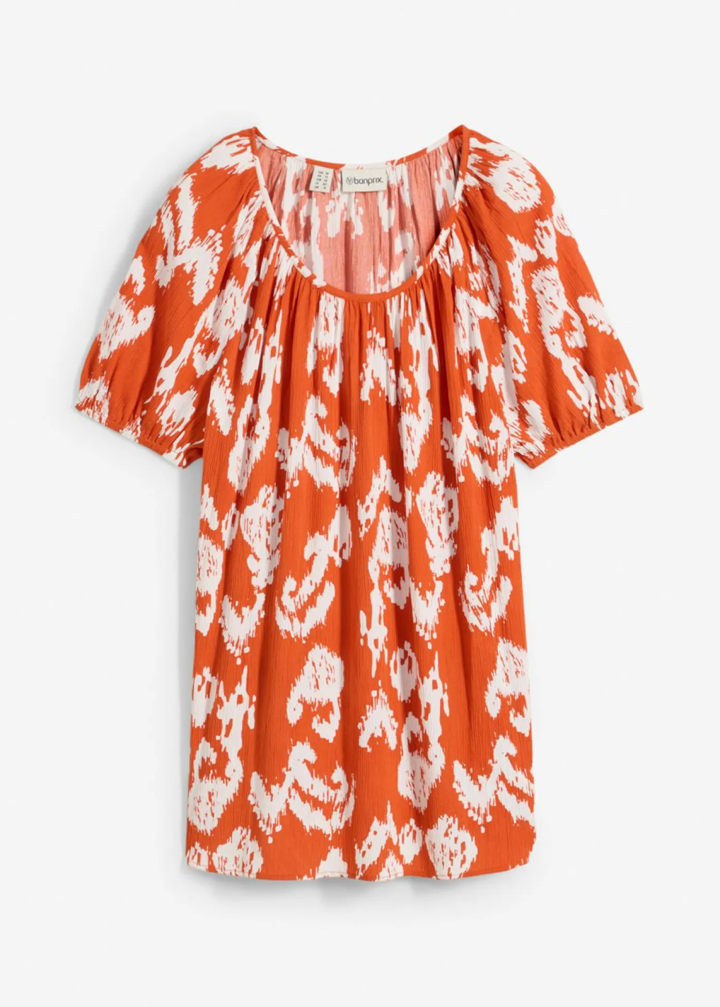 bonprix bonprix Conjuntos De Ropa|Camisas Y Blusas>Blusa tipo túnica de viscosa arrugada cayena-blanco lana