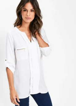 bonprix bonprix Camisas Y Blusas>Blusa tipo túnica de viscosa fluida Blanco