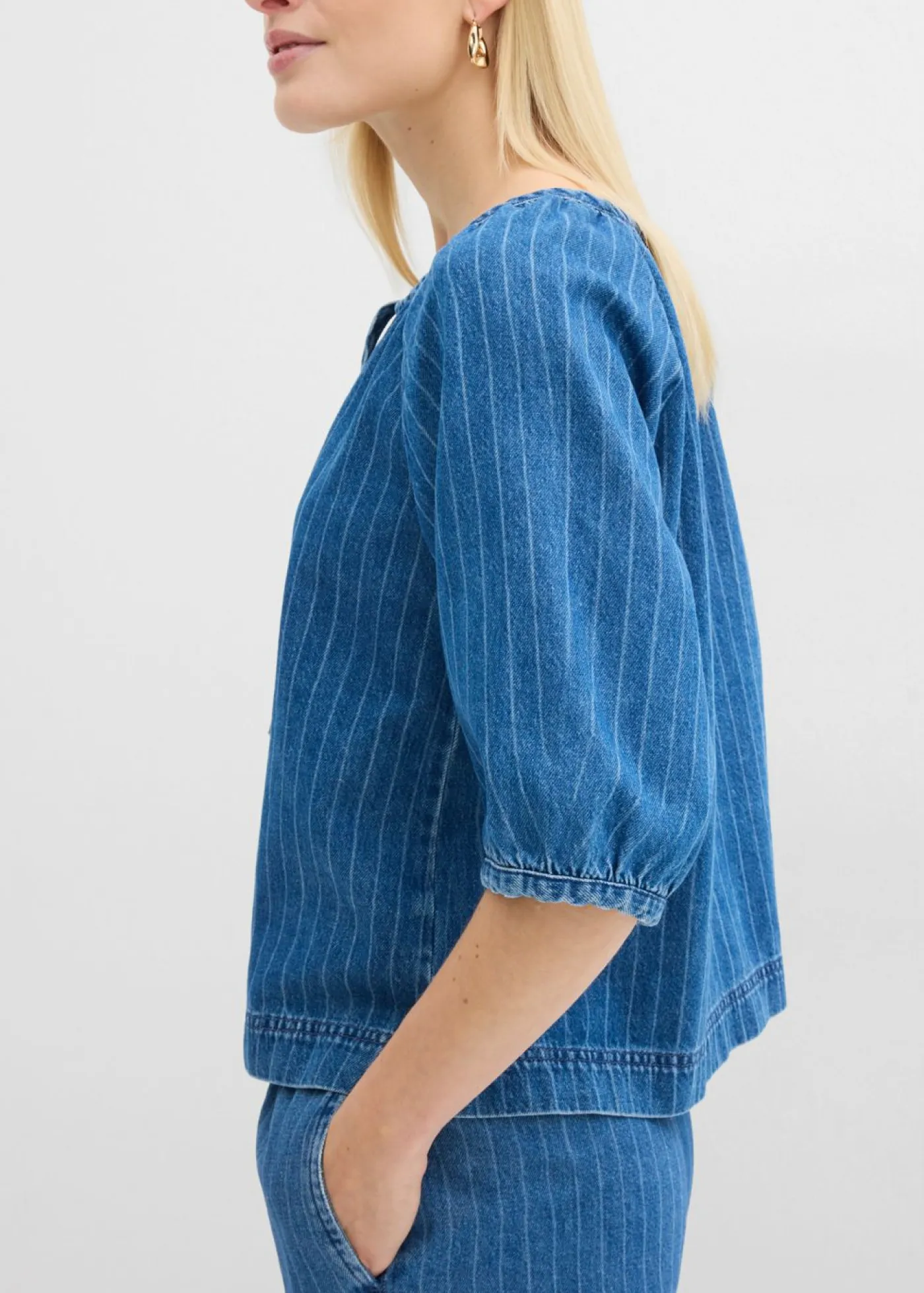 Mujer bonprix bonprix Blusa tipo túnica, vaquera, de algodón