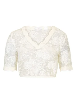 bonprix bonprix Camisas Y Blusas>Blusa tirolesa de encaje con botones Blanco lana