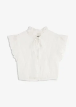 Mujer bonprix bonprix Blusa tirolesa de tul delicado con estampado de lunares