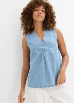 bonprix bonprix Camisas Y Blusas|Camisetas>Blusa vaquera azul hielo denim