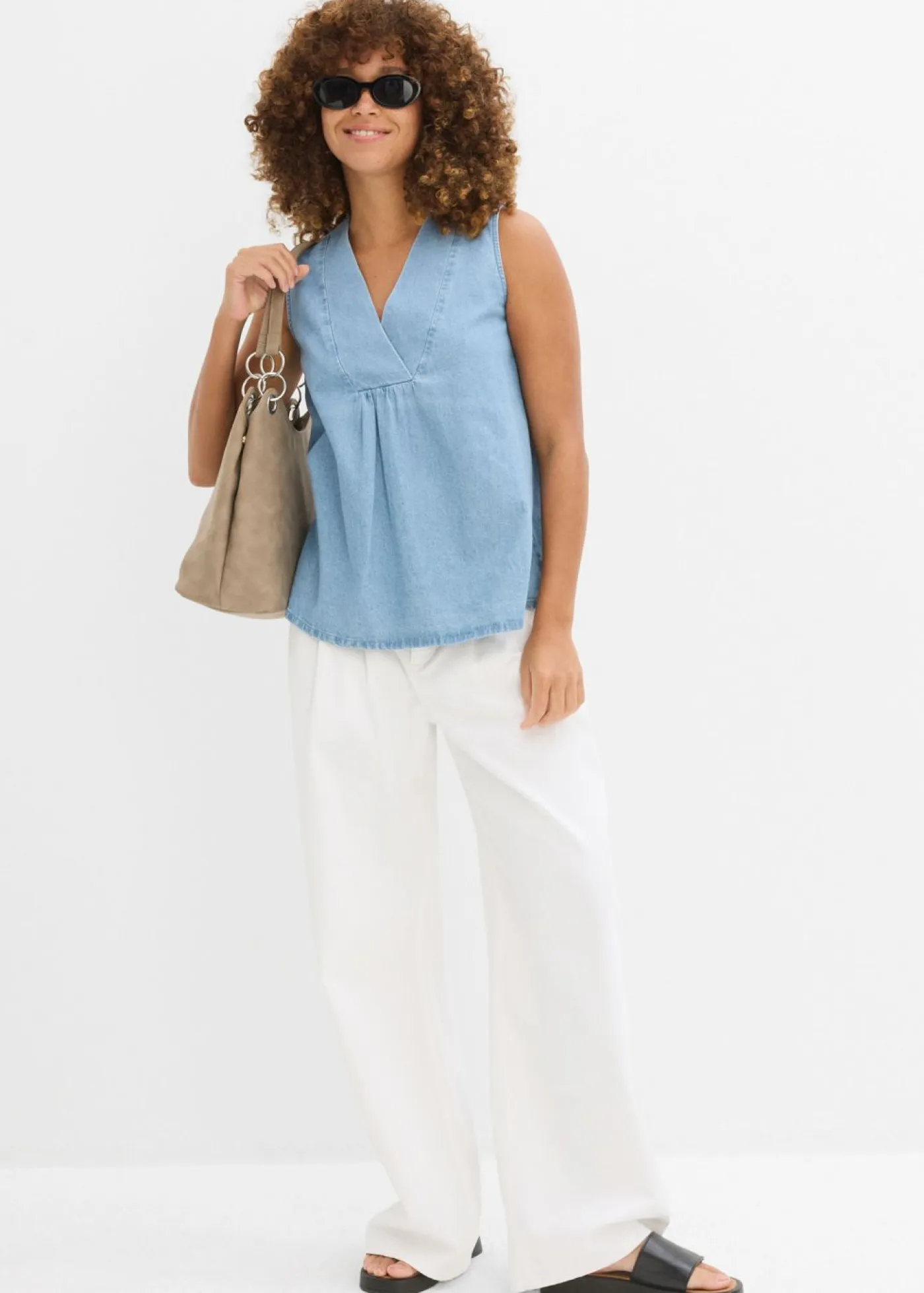 bonprix bonprix Camisas Y Blusas|Camisetas>Blusa vaquera azul hielo denim