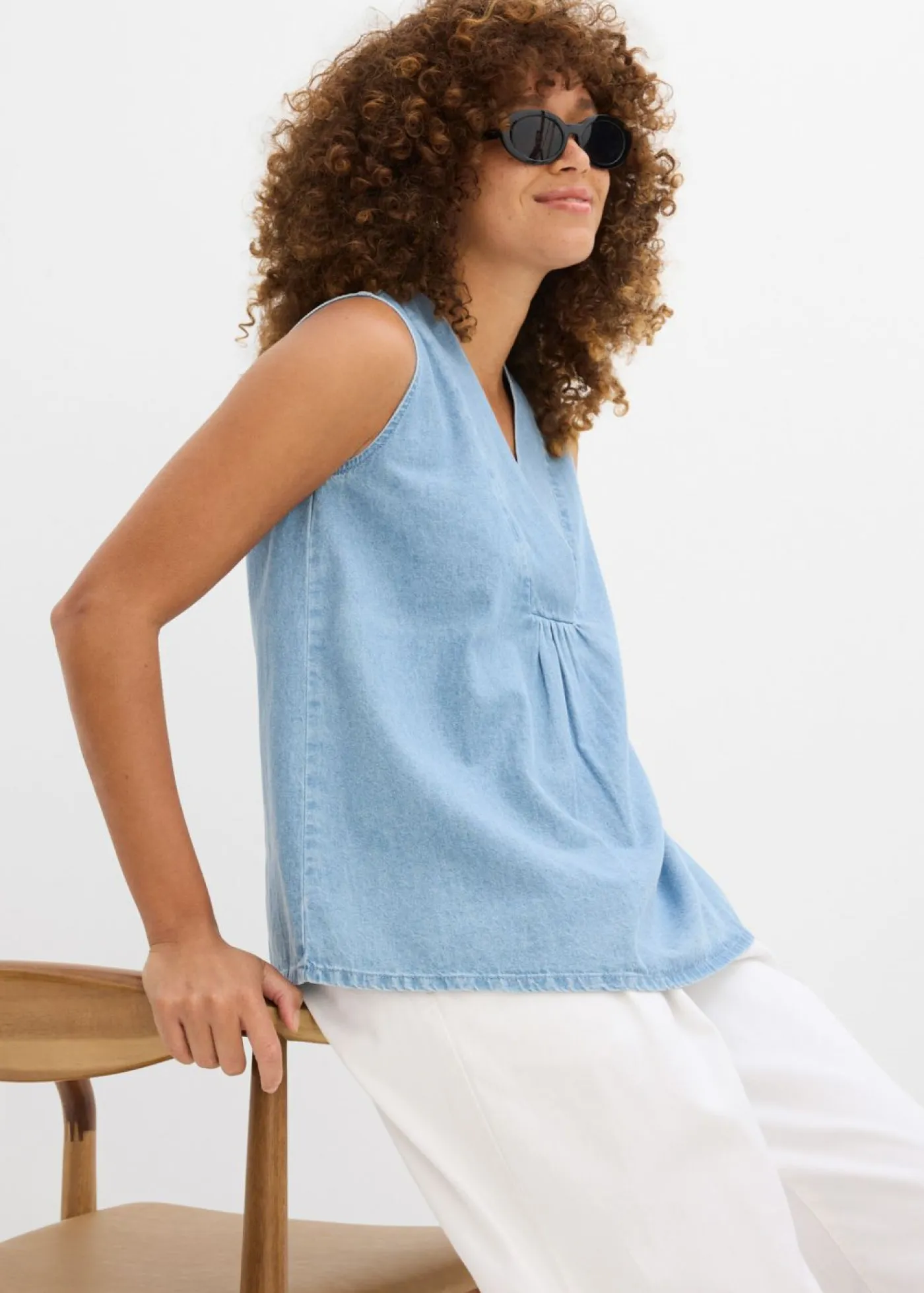 bonprix bonprix Camisas Y Blusas|Camisetas>Blusa vaquera azul hielo denim