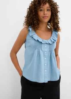 bonprix bonprix Camisas Y Blusas|Camisetas>Blusa vaquera de algodón orgánico Denim claro