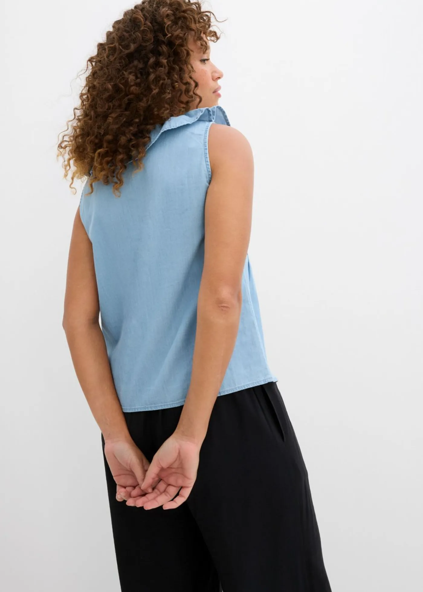 bonprix bonprix Camisas Y Blusas|Camisetas>Blusa vaquera de algodón orgánico Denim claro