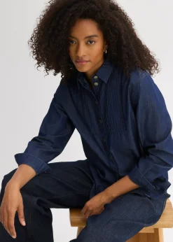 Mujer bonprix bonprix Blusa vaquera holgada de algodón orgánico