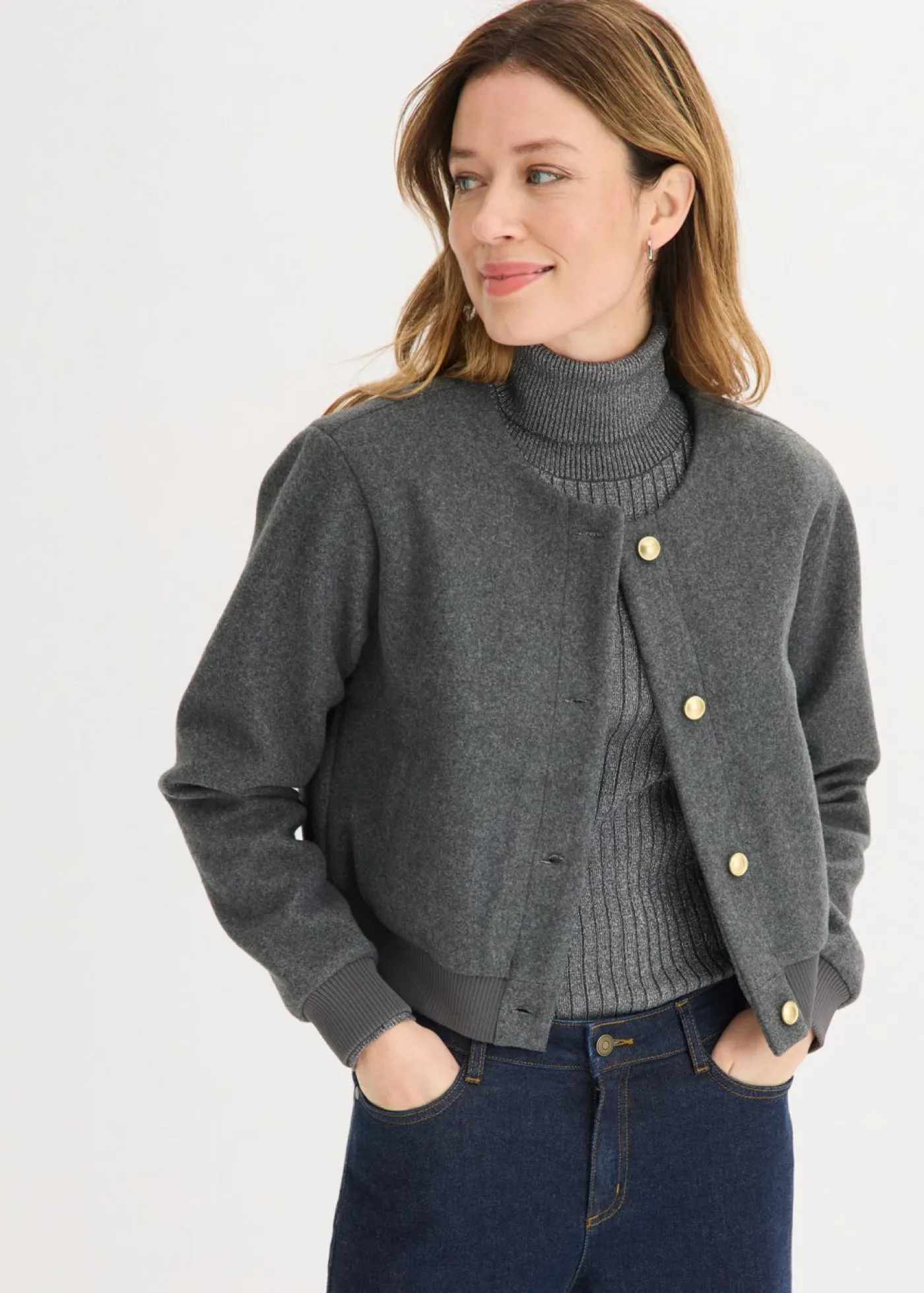 Mujer bonprix bonprix Blusón corto de buclé suave