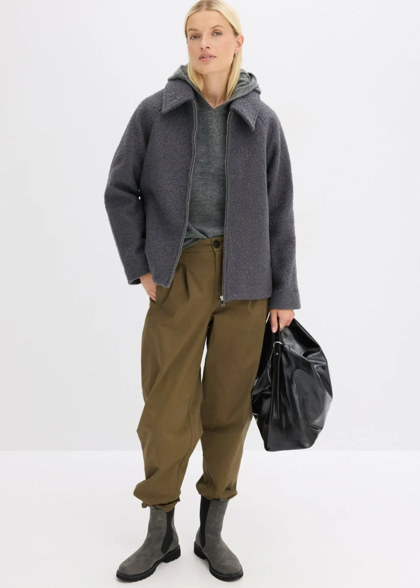 bonprix bonprix Chaquetas Y Abrigos>Blusón de bouclé suave pizarra