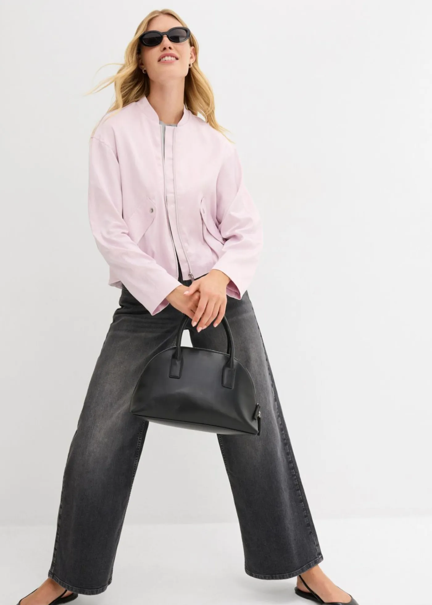 bonprix bonprix Esenciales|Chaquetas Y Abrigos>Blusón suave de mezcla de viscosa brillante Lila empolvado