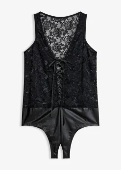 bonprix VENUS Lencería Sexy>Body con abertura y aspecto mojado Negro