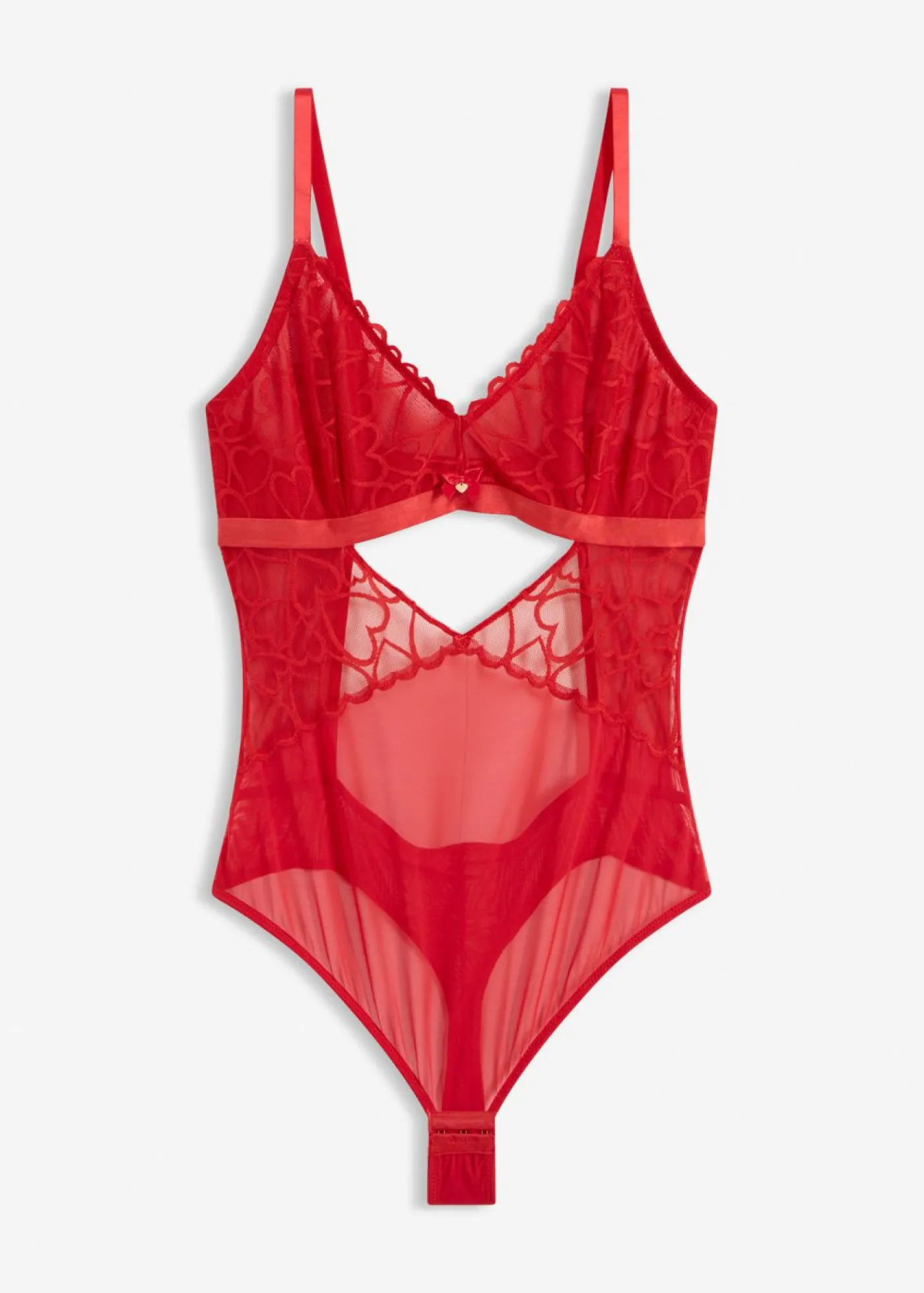 bonprix bonprix Bodies|Lencería>Body de tanga con encaje de corazones Rojo salsa