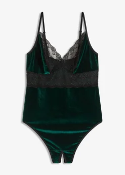 Mujer bonprix VENUS Body de terciopelo con abertura