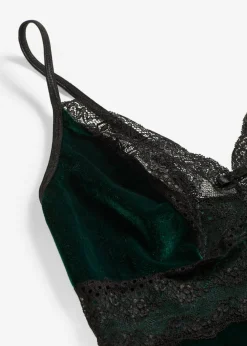 Mujer bonprix VENUS Body de terciopelo con abertura