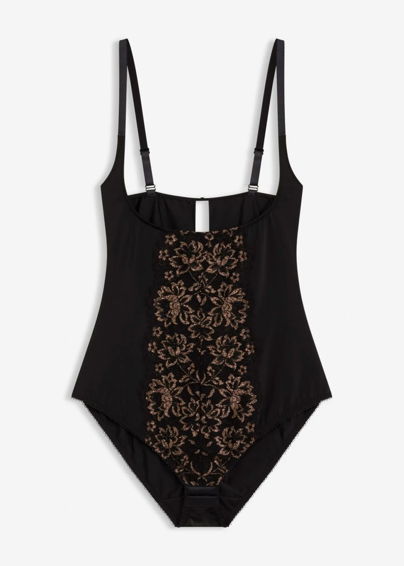 bonprix bonprix Bodies|Ropa Interior Moldeadora>Body moldeador con efecto moldeador ligero e hilo brillante Negro-cobre metalizado