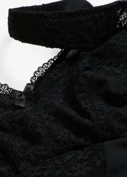 bonprix bonprix Bodies|Ropa Interior Moldeadora>Body sin aros con efecto moldeador medio y encaje Negro